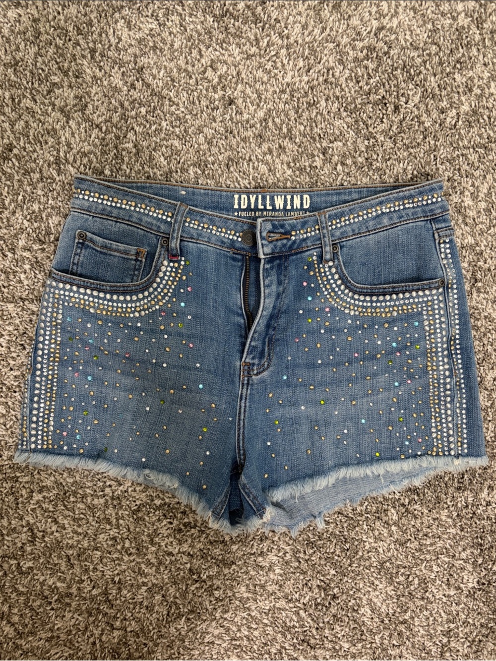 Idyllwind Blue Denim Rhinestone Embellished Women's Shorts